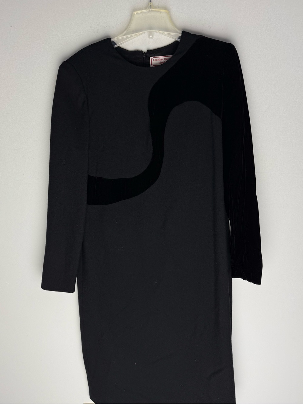 Vintage Carolina Herrera Black Long-Sleeve Shift Dress